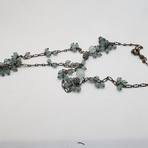 J. Crew Aqua Beaded Necklace with Antique Chain